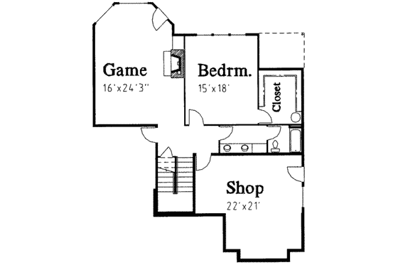 Floor Plan - Lower Floor for Traditional House Plan #303-459 - 4 bed, 3.5 bath
