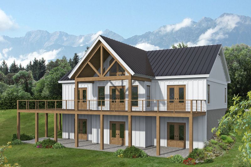 House Blueprint - Country Exterior - Rear Elevation Plan #932-1298