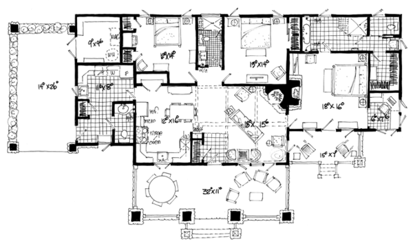 House Blueprint - Craftsman Floor Plan - Main Floor Plan #942-19