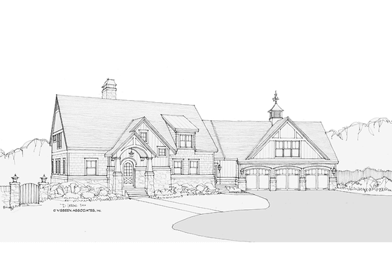 Exterior - Front Elevation 6 for European House Plan #928-217 - 4 bed, 3 bath