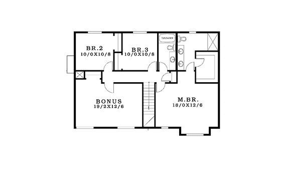 Floor Plan - Upper Floor for Craftsman House Plan #943-26 - 3 bed, 2.5 bath