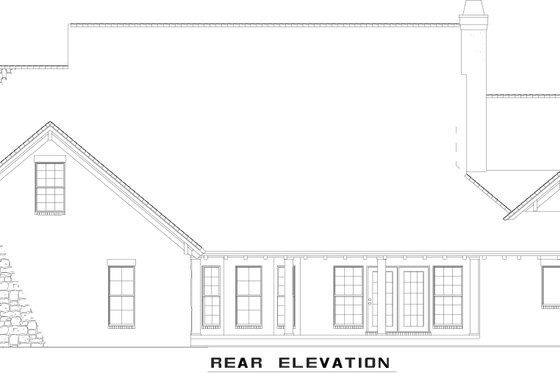 Exterior - Rear Elevation for European House Plan #17-209 - 4 bed, 3.5 bath