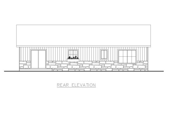 Exterior - Rear Elevation for Ranch House Plan #117-295 - 3 bed, 2 bath
