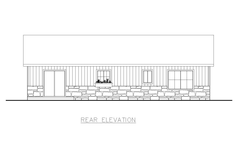 Architectural House Design - Exterior - Rear Elevation for Ranch House Plan #117-295 - 3 bed, 2 bath