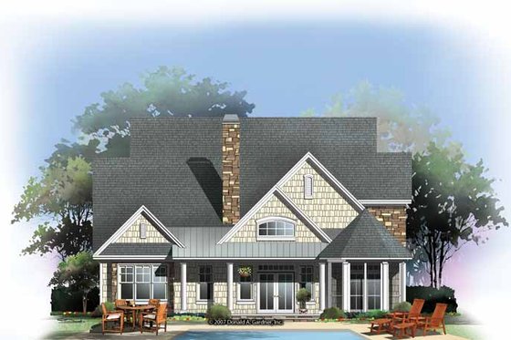 Exterior - Rear Elevation for Craftsman House Plan #929-844 - 3 bed, 2.5 bath