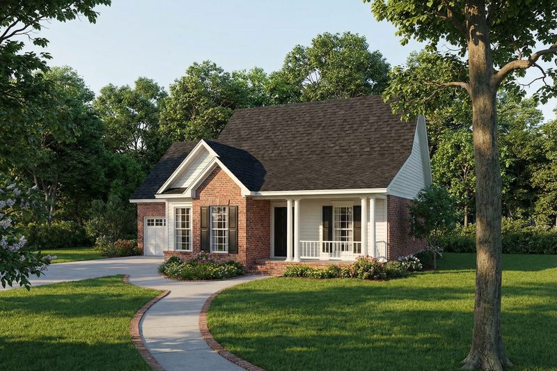 Exterior - Front Elevation 2 for Traditional House Plan #17-198 - 3 bed, 2 bath