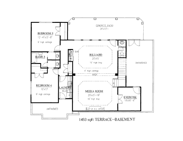 Architectural House Design - Country Floor Plan - Lower Floor Plan #437-42