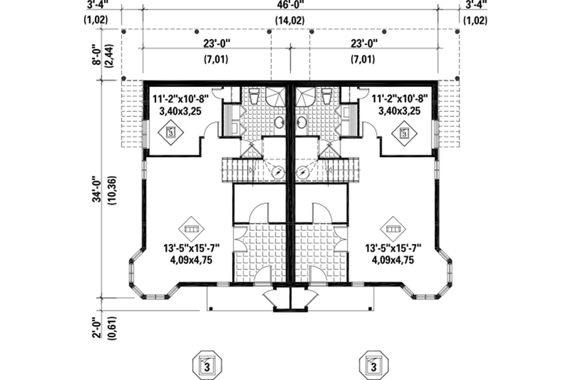House Blueprint - Floor Plan - Lower Floor for Traditional House Plan #25-4515 - 6 bed, 4 bath