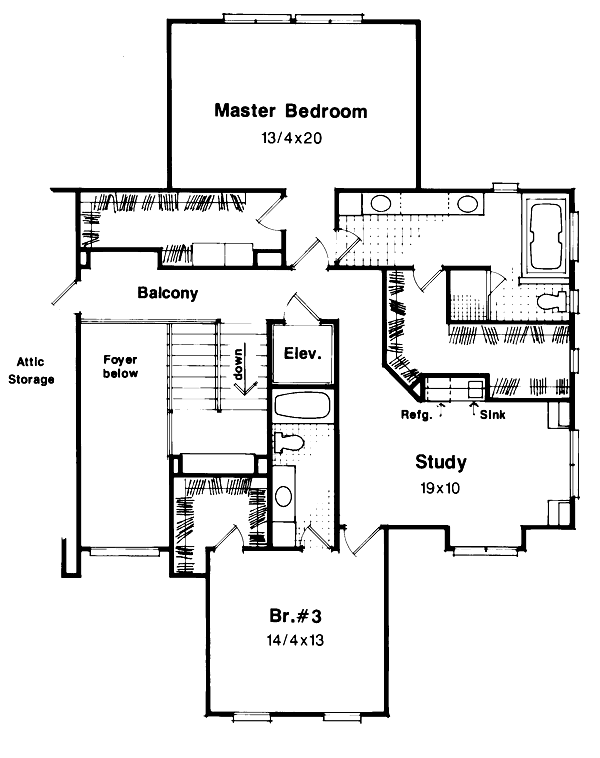 European Floor Plan - Upper Floor Plan #41-167