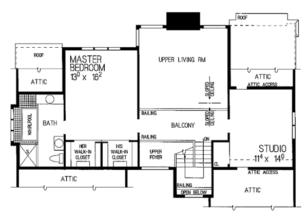 House Blueprint - Tudor Floor Plan - Upper Floor Plan #72-854