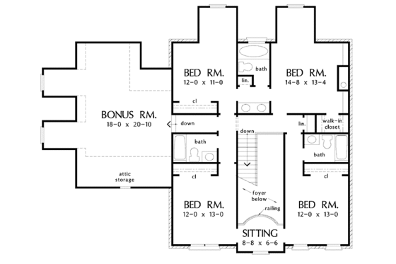 Floor Plan - Upper Floor for Traditional House Plan #929-801 - 6 bed, 5 bath