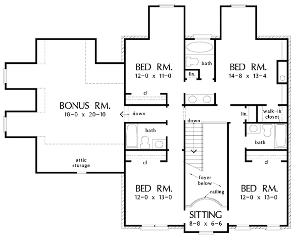 Architectural House Design - Traditional Floor Plan - Upper Floor Plan #929-801