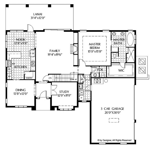 Architectural House Design - Mediterranean Floor Plan - Main Floor Plan #999-128