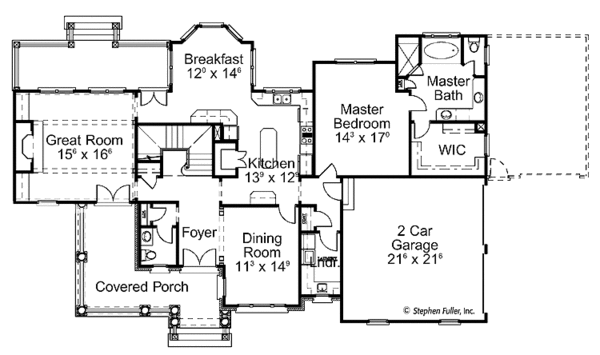 Home Plan - Colonial Floor Plan - Main Floor Plan #429-395