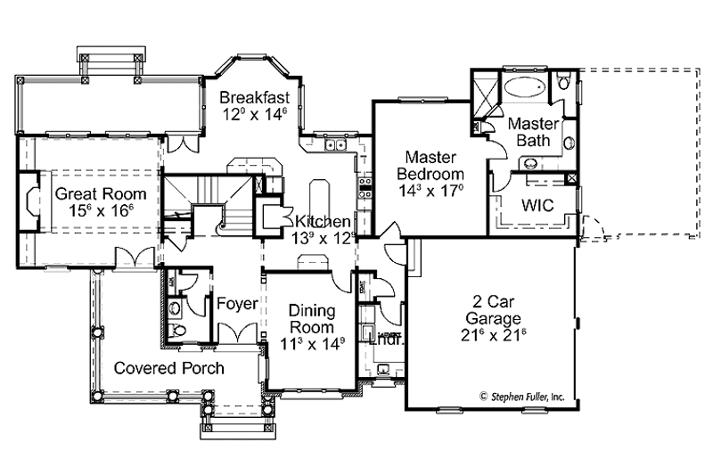 House Plan Design - Floor Plan - Main Floor for Colonial House Plan #429-395 - 4 bed, 3.5 bath