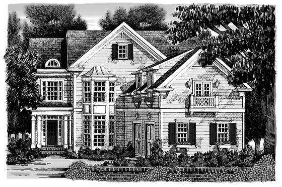 Exterior - Front Elevation 3 for Colonial House Plan #927-895 - 4 bed, 4 bath