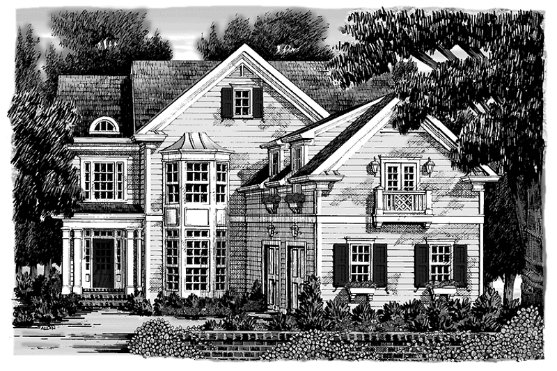 House Blueprint - Exterior - Front Elevation 3 for Colonial House Plan #927-895 - 4 bed, 4 bath