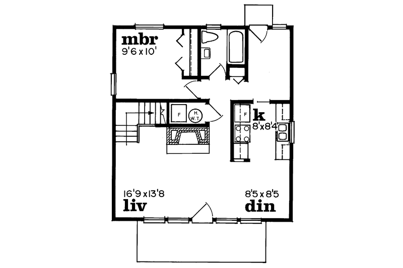House Plan Design - Floor Plan - Main Floor for Country House Plan #47-700 - 3 bed, 1 bath