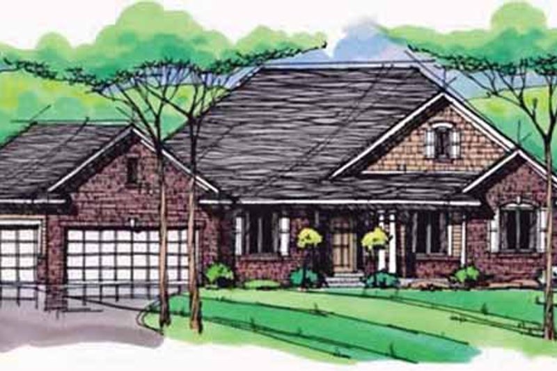 House Blueprint - European Exterior - Front Elevation Plan #51-988