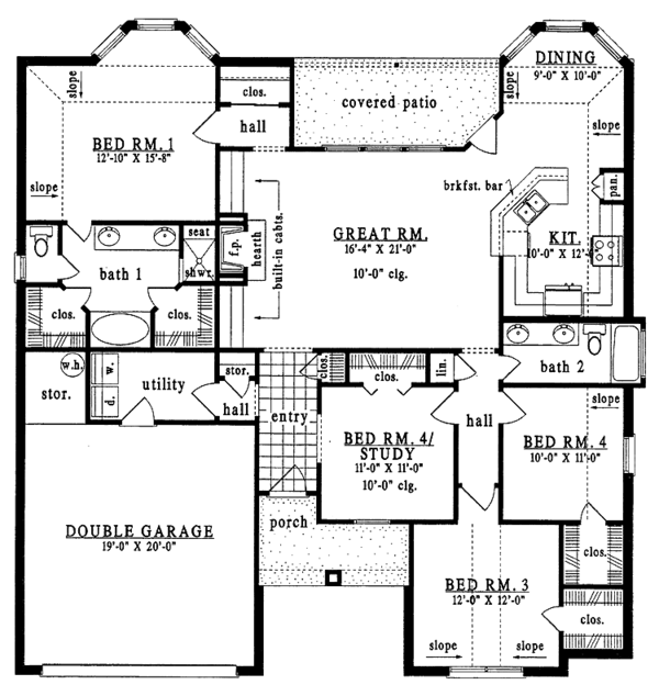 House Blueprint - European Floor Plan - Main Floor Plan #42-508