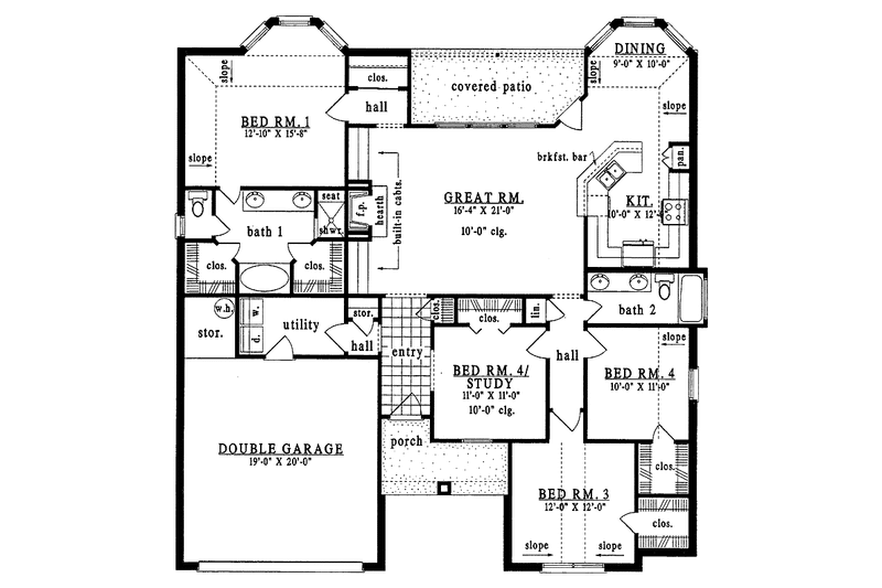 Dream House Plan - Floor Plan - Main Floor for European House Plan #42-508 - 4 bed, 2 bath