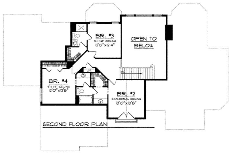 Home Plan - Floor Plan - Upper Floor for European House Plan #70-847 - 4 bed, 3 bath