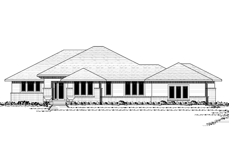Architectural House Design - Exterior - Front Elevation 3 for Prairie House Plan #51-687 - 5 bed, 3.5 bath