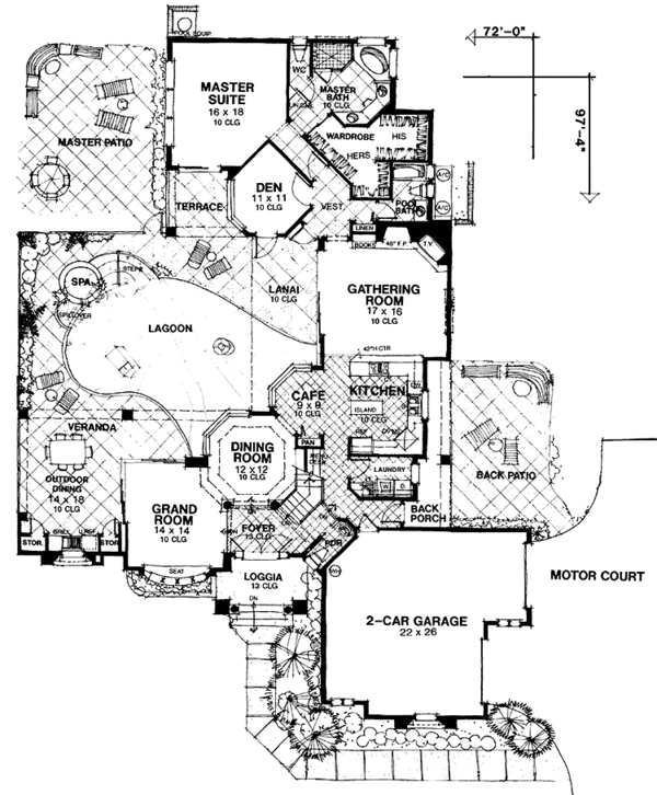 House Design - Mediterranean Floor Plan - Main Floor Plan #1007-8