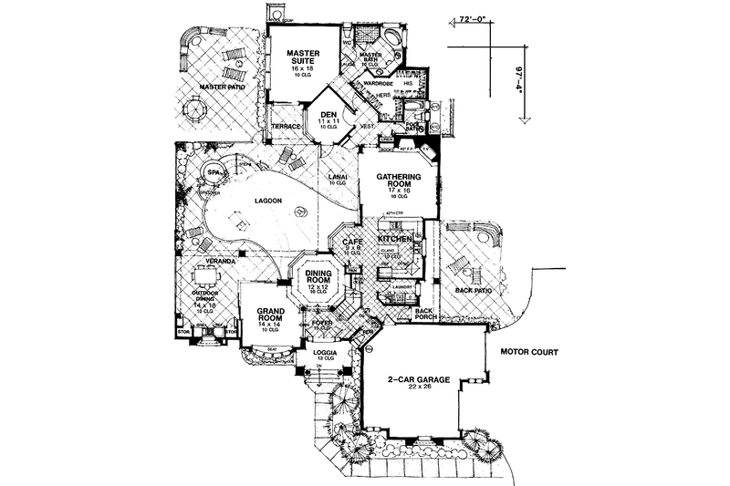 Dream House Plan - Floor Plan - Main Floor for Mediterranean House Plan #1007-8 - 3 bed, 3.5 bath