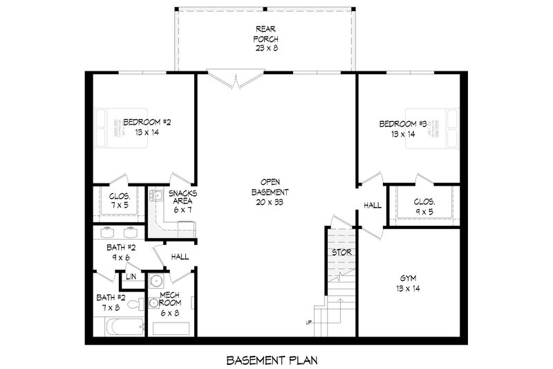 House Blueprint - Floor Plan - Lower Floor for Ranch House Plan #932-662 - 3 bed, 2.5 bath