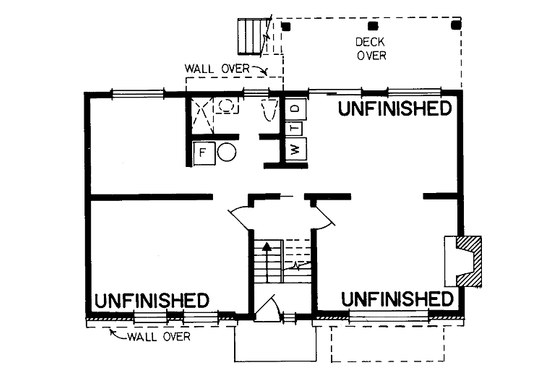 Floor Plan - Lower Floor for Bungalow House Plan #47-396 - 3 bed, 2 bath