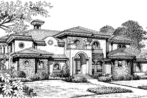 House Plan Design - Exterior - Front Elevation for Mediterranean House Plan #417-761 - 5 bed, 5 bath