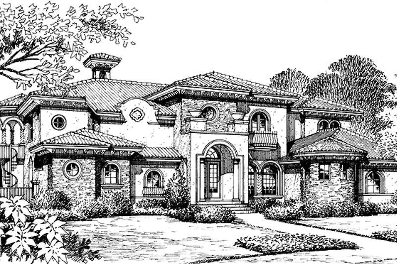 Architectural House Design - Mediterranean Exterior - Front Elevation Plan #417-761