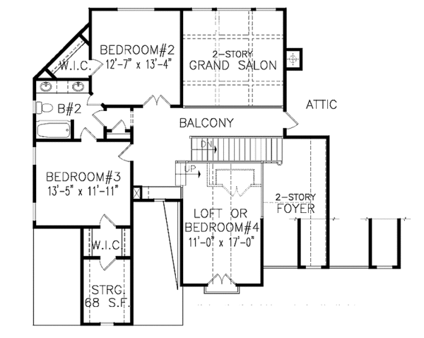 Dream House Plan - Traditional Floor Plan - Upper Floor Plan #54-292