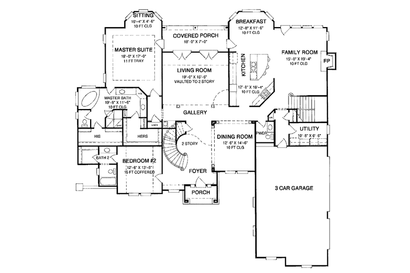 Architectural House Design - Floor Plan - Main Floor for Country House Plan #952-187 - 4 bed, 3.5 bath
