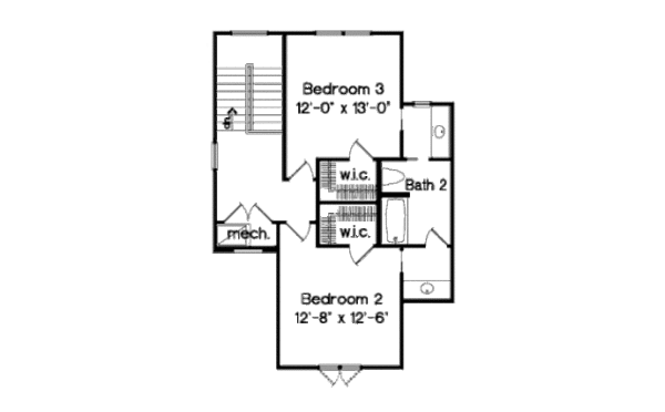 Bungalow Floor Plan - Upper Floor Plan #135-201