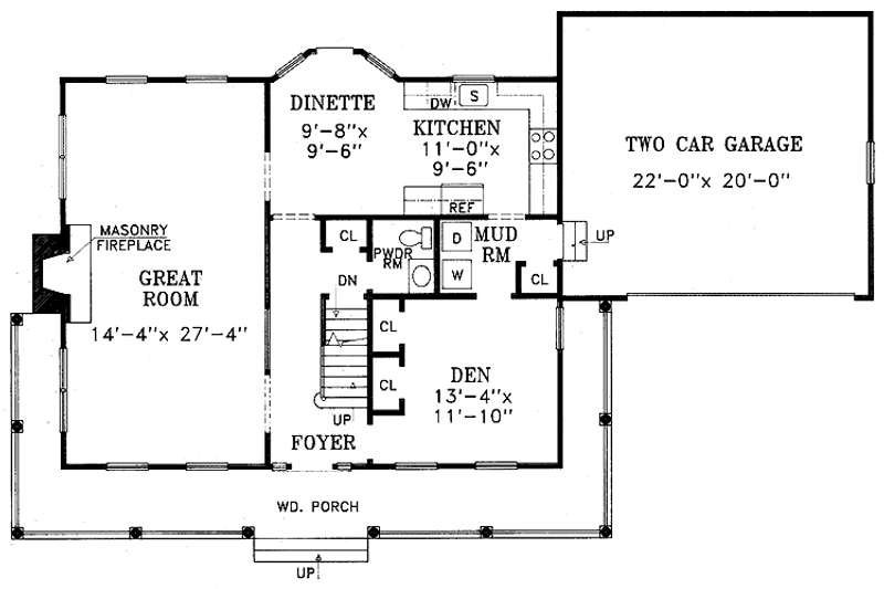 Dream House Plan - Floor Plan - Main Floor for Country House Plan #314-247 - 4 bed, 2.5 bath