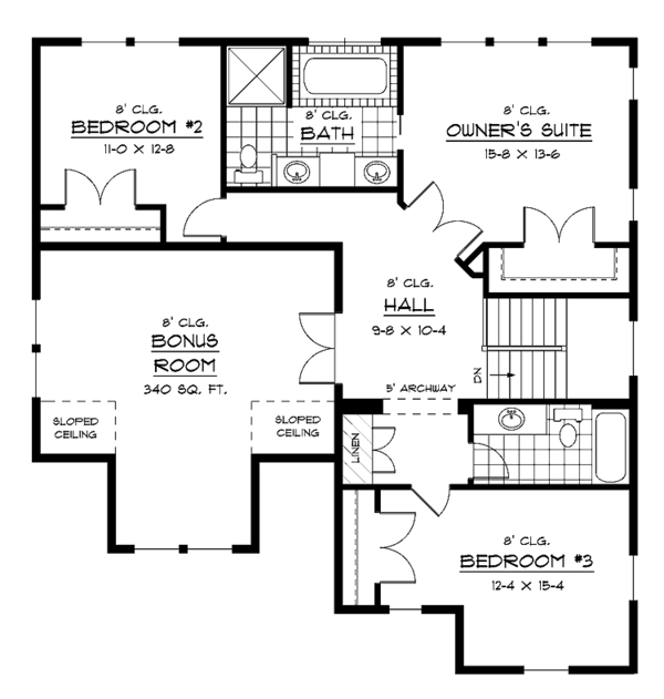 House Plan Design - European Floor Plan - Upper Floor Plan #51-625