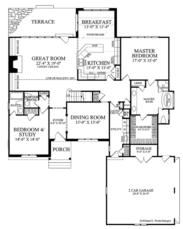 Architectural House Design - Tudor Floor Plan - Main Floor Plan #137-310
