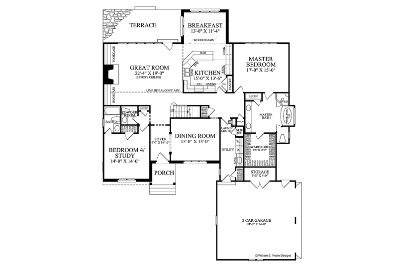 Home Plan - Floor Plan - Main Floor for Tudor House Plan #137-310 - 4 bed, 3.5 bath