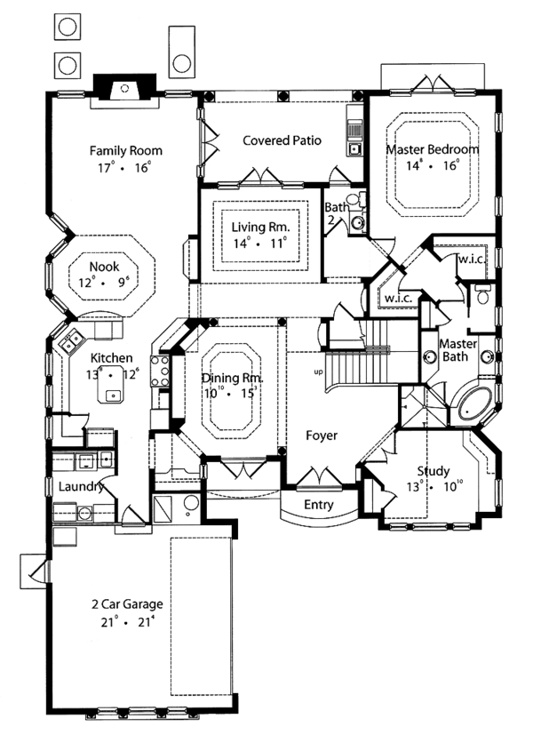 Architectural House Design - Mediterranean Floor Plan - Main Floor Plan #417-763