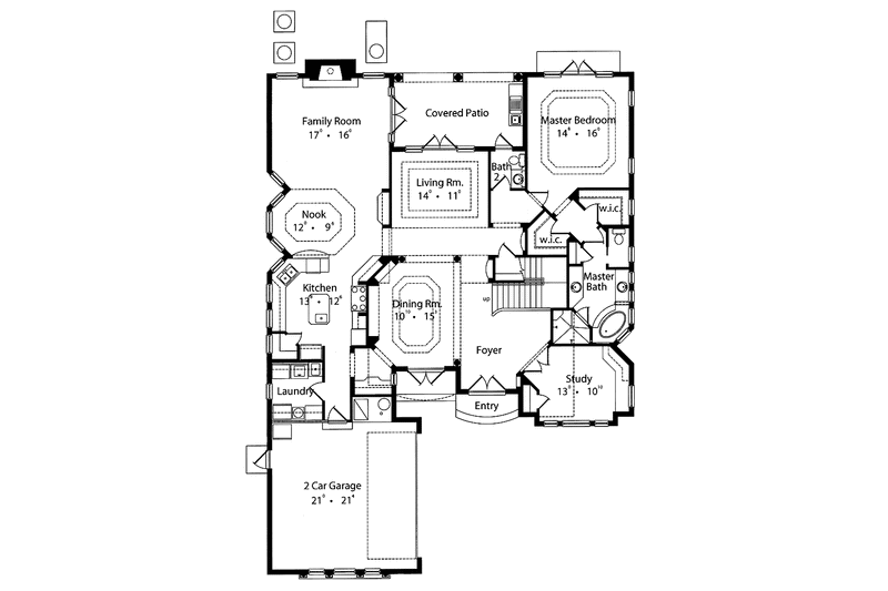 Dream House Plan - Floor Plan - Main Floor for Mediterranean House Plan #417-763 - 4 bed, 3.5 bath