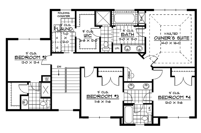 Home Plan - Floor Plan - Upper Floor for European House Plan #51-635 - 4 bed, 3.5 bath