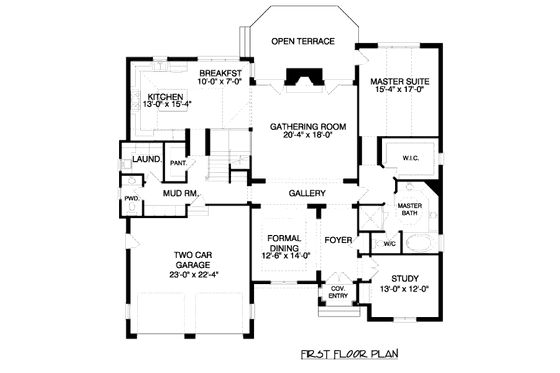 Floor Plan - Main Floor for European House Plan #413-855 - 4 bed, 3.5 bath
