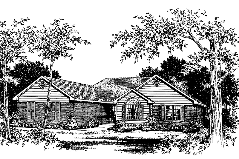 Architectural House Design - Ranch Exterior - Front Elevation Plan #15-370