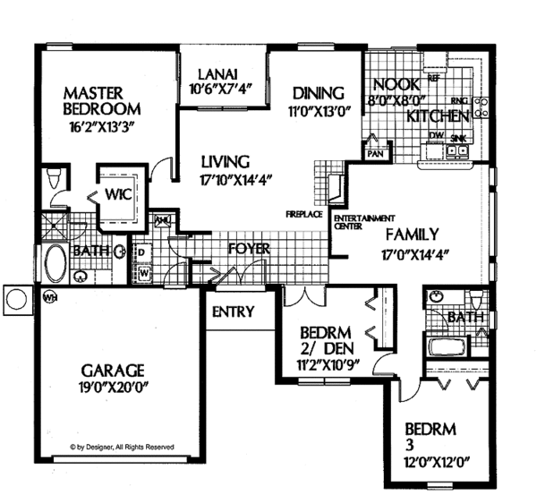 Dream House Plan - Mediterranean Floor Plan - Main Floor Plan #999-13