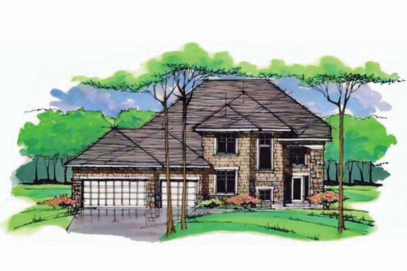 Architectural House Design - Exterior - Front Elevation 3 for Colonial House Plan #51-1001 - 3 bed, 2.5 bath