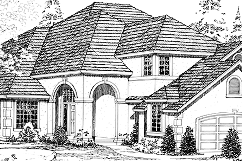 Architectural House Design - European Exterior - Front Elevation Plan #966-77