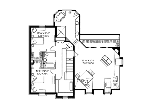 Floor Plan - Upper Floor for Craftsman House Plan #23-2442 - 3 bed, 2.5 bath