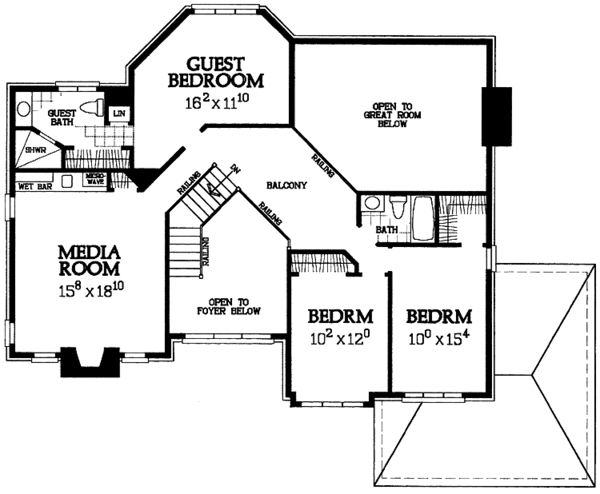 Architectural House Design - Colonial Floor Plan - Upper Floor Plan #72-1023